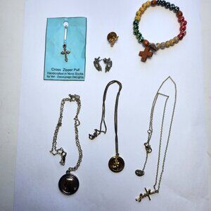 Religious Jewellery Lot of 7 Angel Cherub Necklace Bracelet Earrings Zipper Pull